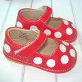 Red with White Polka Dots Baby Squeaky Shoes
